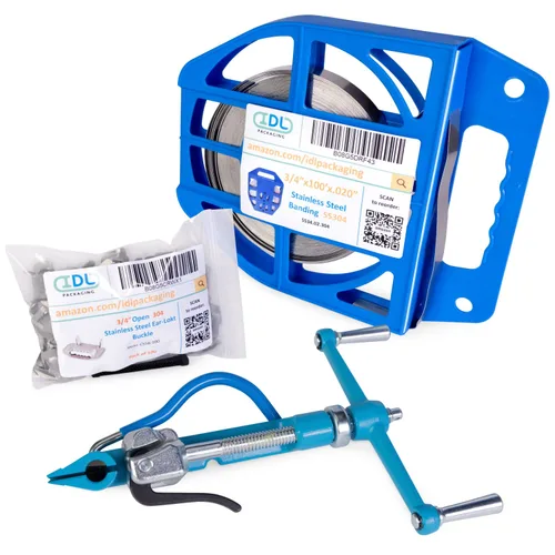 Vista 21 de IDL Packaging Kit de bandas de acero inoxidable 201 de 1/2 pulgada, herramienta de bandas de alta resistencia + bobina de bandas de acero inoxidable