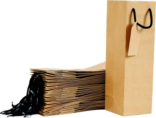 Vista 11 de Bolsa de regalo de vino para 2 botellas, 7.15 x 4 x 13 pulgadas, 24 bolsas de regalo para botellas de vino dobles