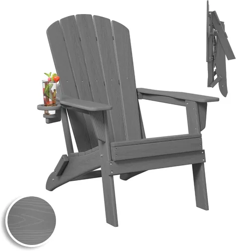 Vista 31 de Plawdlik Juego de 10 sillas plegables Adirondack con textura de madera, HDPE pesado para todo tipo de clima, juego cómodo junto a la piscina, patio