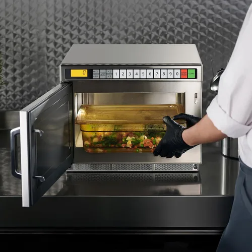 Vista 6 de Panasonic PRO1 - Horno de microondas comercial, resistente, 0.6 pies cúbicos de 2100 W, cocina de 5 etapas, pantalla LCD, acero inoxidable
