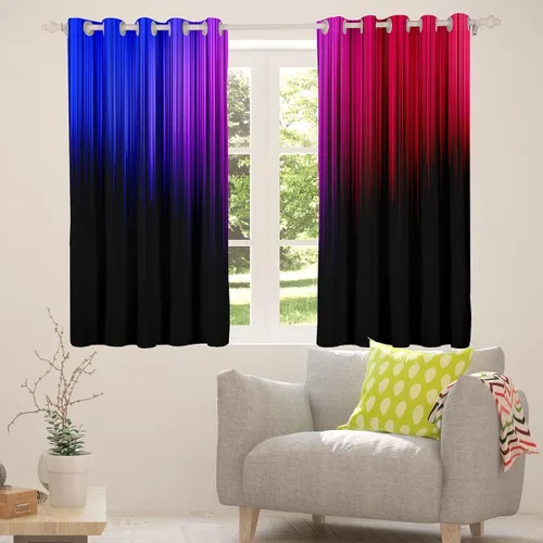 Vista 3 de Feelyou Cortinas abstractas degradadas para niños, adolescentes, azul, rojo y negro, cortinas de ventana para dormitorio, sala de estar, decoración