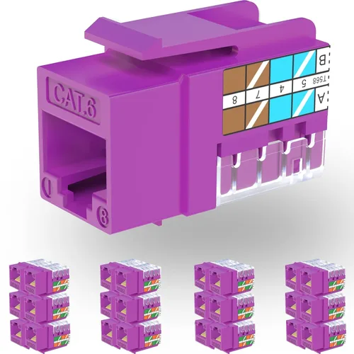Vista 14 de Rapink RJ45 Conector Keystone Cat6 Soporte 10G, Conectores Keystone UTP 10 Pack para Placa de Pared y Panel de Conexiones, RJ45 Keystone 90 Grados