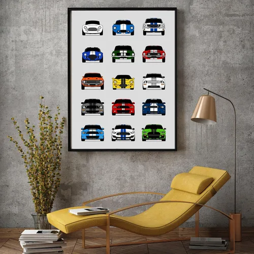 Vista 6 de Custom Car Posters Póster hecho a mano compatible con Shelby Evolution Print Wall Art Decor Best of Shelby Generations, multicolor, 8 x 10 pulgadas