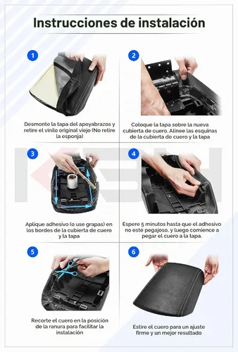 Vista 6 de KBH Funda de repuesto para reposabrazos de consola central para GMC Terrain, Chevy Equinox 2010 2011 2012 2013 2014 2015 2016 2017, cuero de vinilo