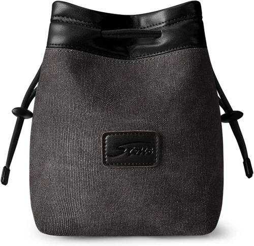 Vista 8 de S-ZONE Bolsa suave para cámara DSLR, bolsa de inserción con cordón, funda de lente compatible con Canon Nikon Sony Gamuza suave, cierre de cordón