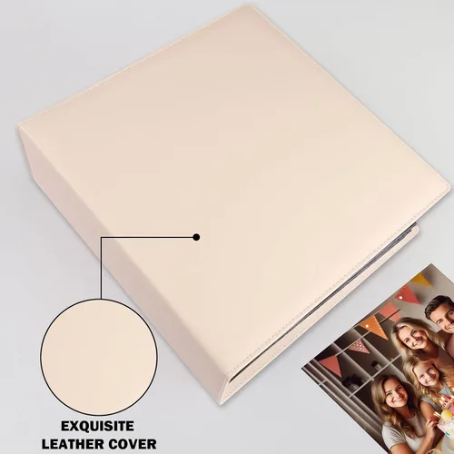 Vista 5 de Álbum de fotos 8x10 de 168 bolsillos con capacidad para 168 fotos, cubierta de piel de gran capacidad para fotos familiares de 8 x 10, álbum de Beige