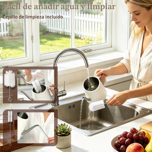 Vista 6 de Hervidor eléctrico de cuello de cisne de 0.8 L, acero inoxidable de ebullición rápida de 1200 W, apagado automático, hervidor de precisión para café