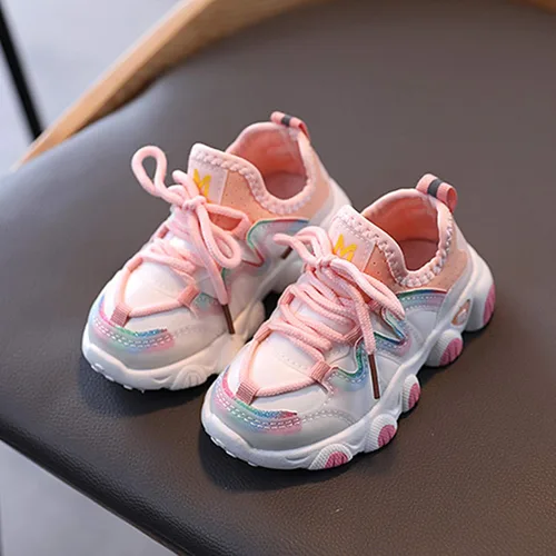 Vista 6 de Zapatos deportivos cálidos de cuero de invierno para niñas pequeñas, de encaje suave, para bebés, zapatos de tenis para bebés (rosa, 18-24 meses)
