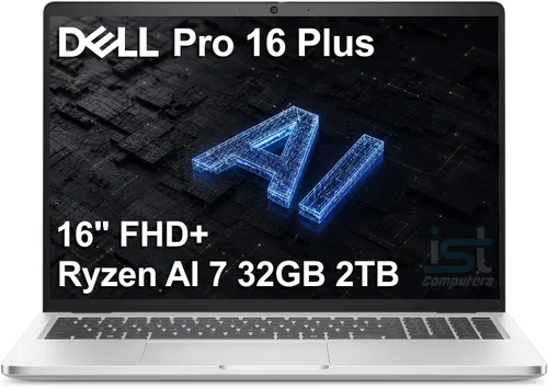 Vista 9 de Laptop Dell Pro 16 Plus PB16255, AMD Ryzen 7 PRO 250, DDR5 de 16 GB, SSD