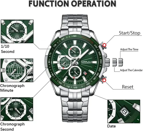 Vista 4 de CRRJU Men's Minimalist Casual Luxury Auto Date Watches Fashion Business Japan Movement Quartz Waterproof Wristwatches for Men Stainsteel Steel Band