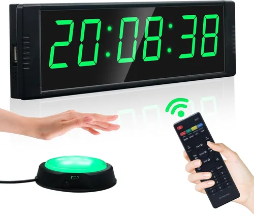 Vista 8 de YZ Reloj de gimnasio para gimnasio en casa con botón de inicio/parada, temporizador de intervalos para entrenamiento, cronómetro/temporizador