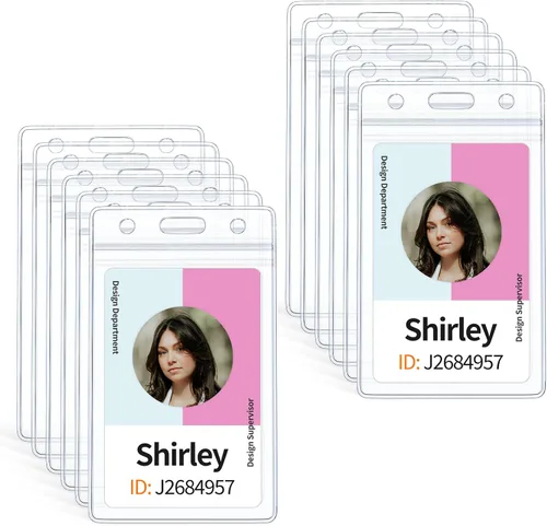 Vista 9 de Pawfly Paquete de 6 portatarjetas de identificación, estuche horizontal de plástico transparente con cremallera resellable, suave e impermeable