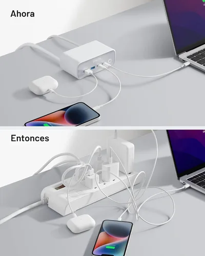 Vista 5 de Anker Estación de carga 525, tira de alimentación USB C de 7 en 1 para iPhone 13/14, cable de extensión de 5 pies con 3 AC, 2 USB A, 2 USB C