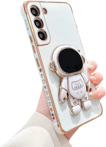 Vista 9 de phylla para Samsung Galaxy A12 Funda de Teléfono con Soporte Oculto de Astronauta Chapado en Oro de Lujo Lindo Astronauta Lateral Lindo