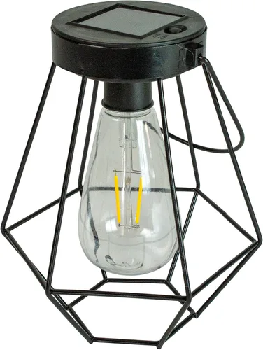 Vista 4 de Northlight Linterna solar colgante al aire libre geométrica negra de 7.5 pulgadas con mango