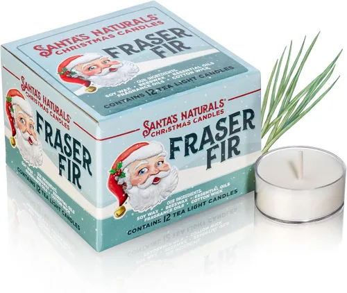 Vista 14 de Santa's Naturals Paquete de Velas Mini de Navidad, Abeto Fraser, Aromas de Bayas de Invierno y Caída de Nieve, Cera de Soja y Cera de Abeja, 14