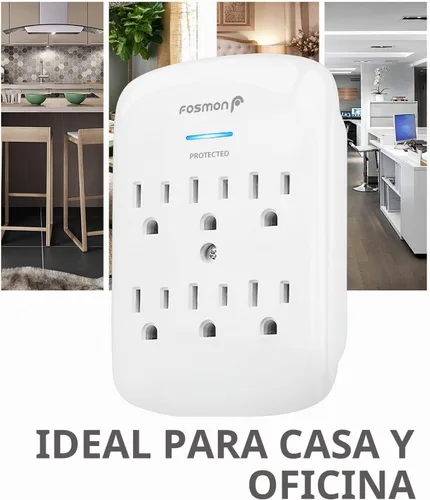 Vista 7 de Protector contra sobretensiones de TV con 1200 julios, extensor de pared 6 Outlet 1 paquete