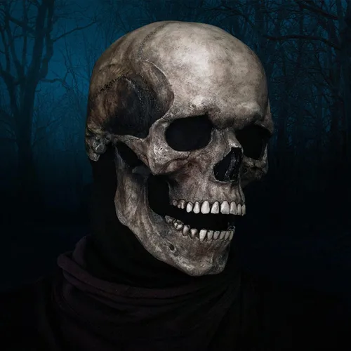 Vista 8 de Máscara de calavera de látex para adultos con mandíbula móvil