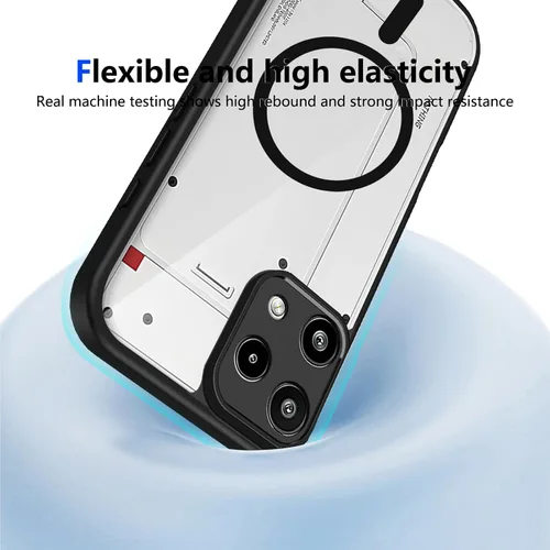 Vista 12 de Funda magnética transparente compatible con Xiaomi 17T, color negro 2 en 1 PC + TPU cubierta de teléfono a prueba de golpes, carcasa protectora