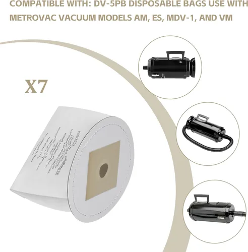 Vista 4 de DV-5PB Bolsas desechables para MetroVac compatibles con modelos de vacío MetroVac MDV-2, MDV-3, 7 unidades Compatible with MetroVac Vacuum Models