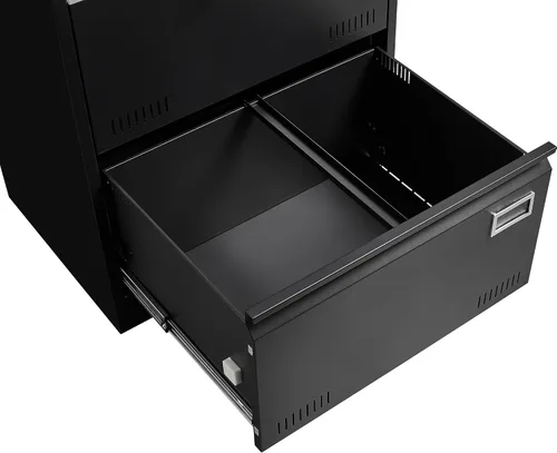 Vista 4 de Archivadores laterales de oficina con cerradura, archivadores de metal con bloqueo con 2 cajones, gabinete de oficina para oficina en casa, cajones