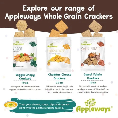 Vista 6 de Appleways Galletas de queso cheddar, patatas fritas de queso totalmente naturales envueltas individualmente, aperitivo de queso certificado Kosher