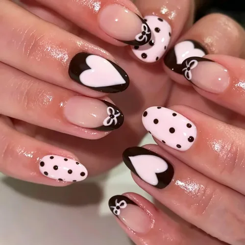Vista 29 de Uñas postizas medianas a presión, color marrón, 24 unidades Color-3Color-3)