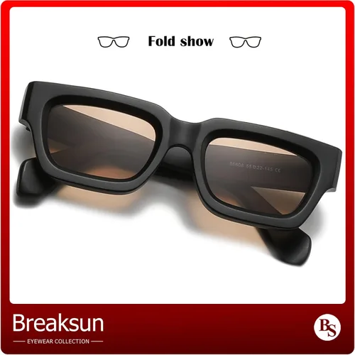 Vista 5 de Breaksun Gafas de sol rectangulares gruesas para mujeres y hombres, lentes de sol cuadrados gruesos de los años 90, lentes de sol de cara pequeña
