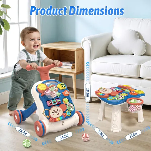Vista 6 de QDRAGON - Juguetes 3 en 1 para niños pequeños de 12 a 18 meses, color azul Azul oscuro