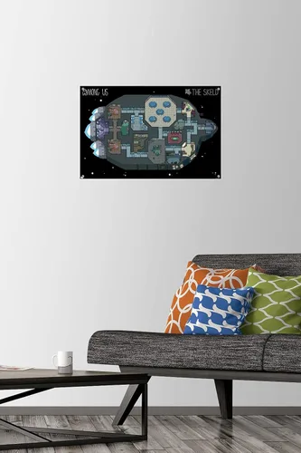 Vista 2 de Among Us - Póster de pared Skeld Map con pasadores