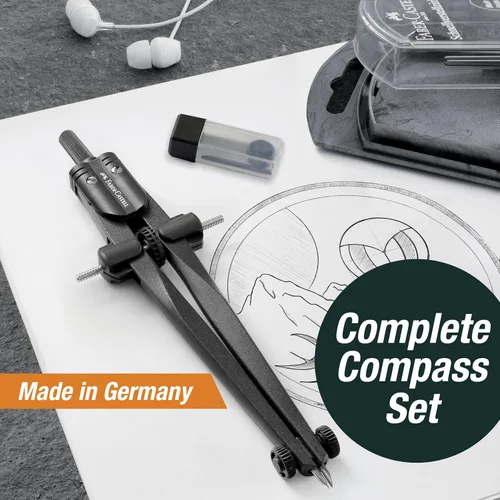 Vista 3 de Faber-Castell Quick Set Brújula, piedra negra para geometría y dibujo