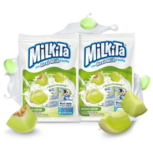 Vista 24 de Milkita Caramelo cremoso de leche de plátano – Dulces saludables bajos en azúcar con leche real para niños y adultos – Caramelos sin grasa y sin