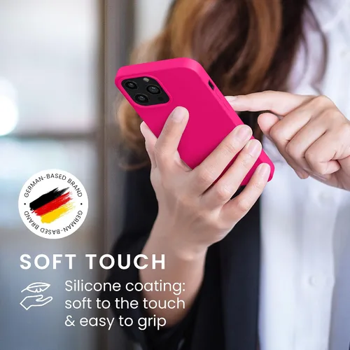 Vista 4 de kwmobile Funda compatible con Apple iPhone 13 Pro Max - Funda protectora delgada de silicona TPU - Rosa neón