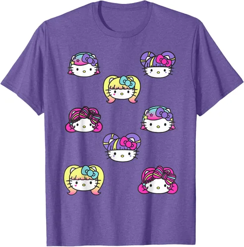 Vista 10 de hello kitty Kawaii Multi peinado Tee, Azul (Heather blue)