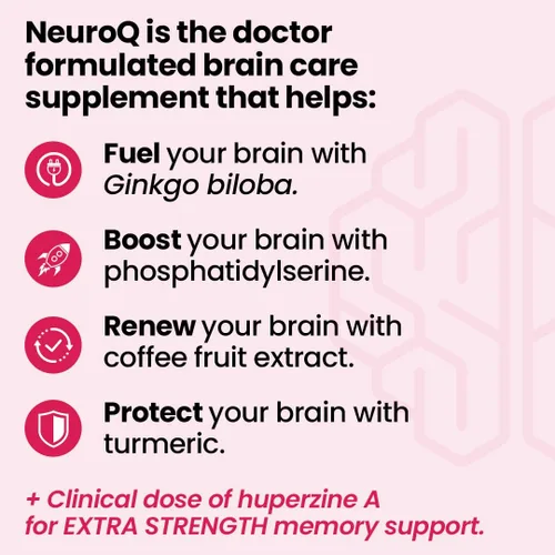 Vista 2 de NeuroQ Memory & Focus Extra Strength - Aumenta el rendimiento cognitivo y la función cerebral - Apoya la neuroprotección y concentración - Huperzina