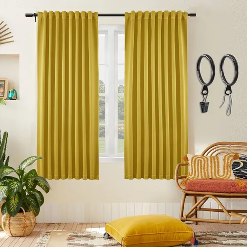Vista 67 de SHINELAND Cortinas opacas cortas para ventanas de dormitorio, cortinas de baño, 45 pulgadas de largo