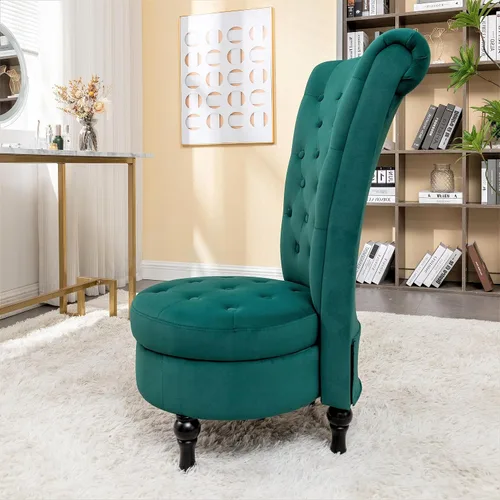 Vista 21 de Container Furniture Direct Royal - Silla de acento de terciopelo con respaldo alto para tocador con almacenamiento y tapicería de lujo, diseño retro
