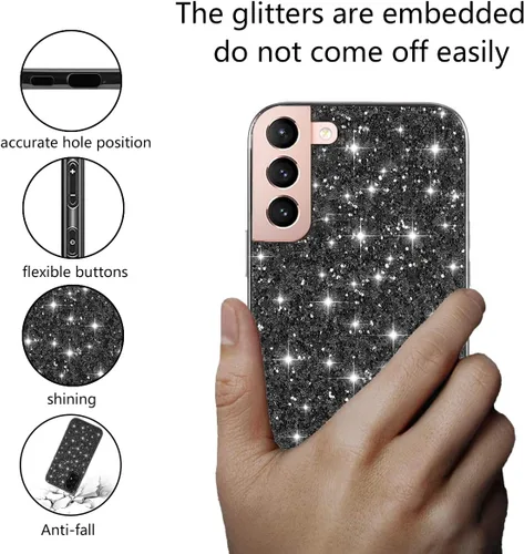 Vista 3 de Funda compatible con Samsung S21 Plus con purpurina a prueba de golpes, para Samsung Galaxy S21 Plus, funda protectora delgada de TPU suave