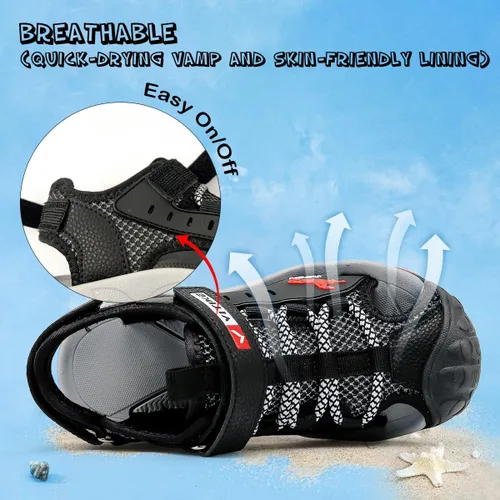 Vista 3 de JMFCHI FASHION Sandalias deportivas para niños, sandalias para exteriores, senderismo, atléticas, puntera cerrada, sandalias de playa para niñas
