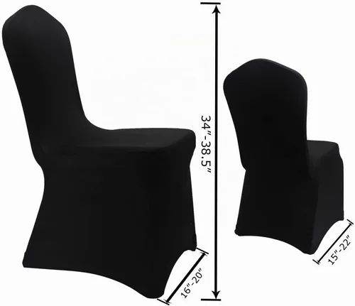 Vista 2 de WELMATCH - Fundas elásticas para sillas de elastano negro, 12 fundas elásticas para sillas de boda, fiesta, comedor, buceo (negro, 12)