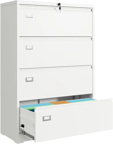 Vista 12 de DEVAISE Archivador de metal de 3 cajones, archivador lateral ancho con cerradura para organización de oficina en casa, archivos colgantes