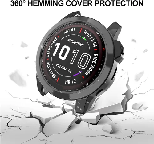 Vista 2 de Funda compatible con Garmin Fenix 7/Fenix 7 Solar/Fenix 7 Sapphire Solar Smart Watch, TPU resistente a los arañazos (no compatible con Fenix 7S/7X)