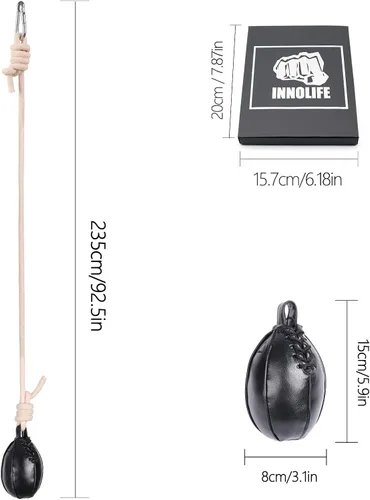 Vista 2 de INNOLIFE Bolsa de boxeo, Dodge Hide Speed Ball para entrenamiento de reflejos, kickboxing, entrenamiento de péndulo de MMA