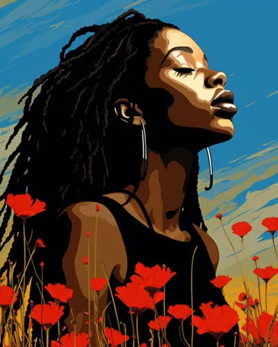 Vista 16 de Pintura por Números Afroamericana DIY Pintura Acrílica Kit de Pintura por Números para Niños Adultos Principiantes Chica Negra de Moda DIY Pintura