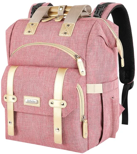 Vista 14 de Jiefeike Mochila para pañales para bebés, niños y niñas, bolsas de pañales portátiles para bebé, mochila para papá y mamá, bolsa de pañales
