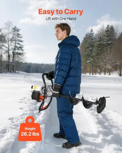 Vista 6 de VEVOR 52CC Gas Powered Ice Auger for Ice Fishing 8" Diameter