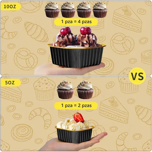Vista 3 de Paquete de 40 mini moldes para pasteles de 10 onzas con tapas Negro