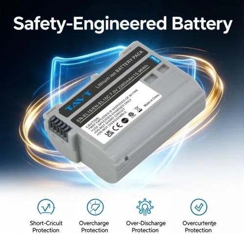 Vista 5 de 2 baterías EN-EL15 EN-EL15C EN-EL15b de 2280mAh y cargador rápido PD20W+ranuras para tarjetas SD, para Nikon Z6 Z6II Z6iii Z7 Z7II Z8 D7500 D7000