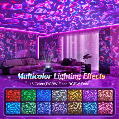 Vista 3 de Proyector de galaxia para dormitorio, ruidos blancos y proyector de luz nocturna Bluetooth, proyector de techo de cobertura completa de 360°