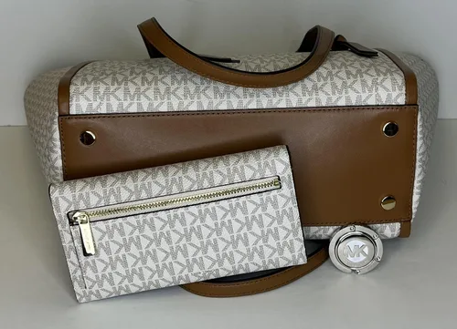Vista 5 de Michael Kors Carine MD Tote con cartera triple a juego y gancho para bolso